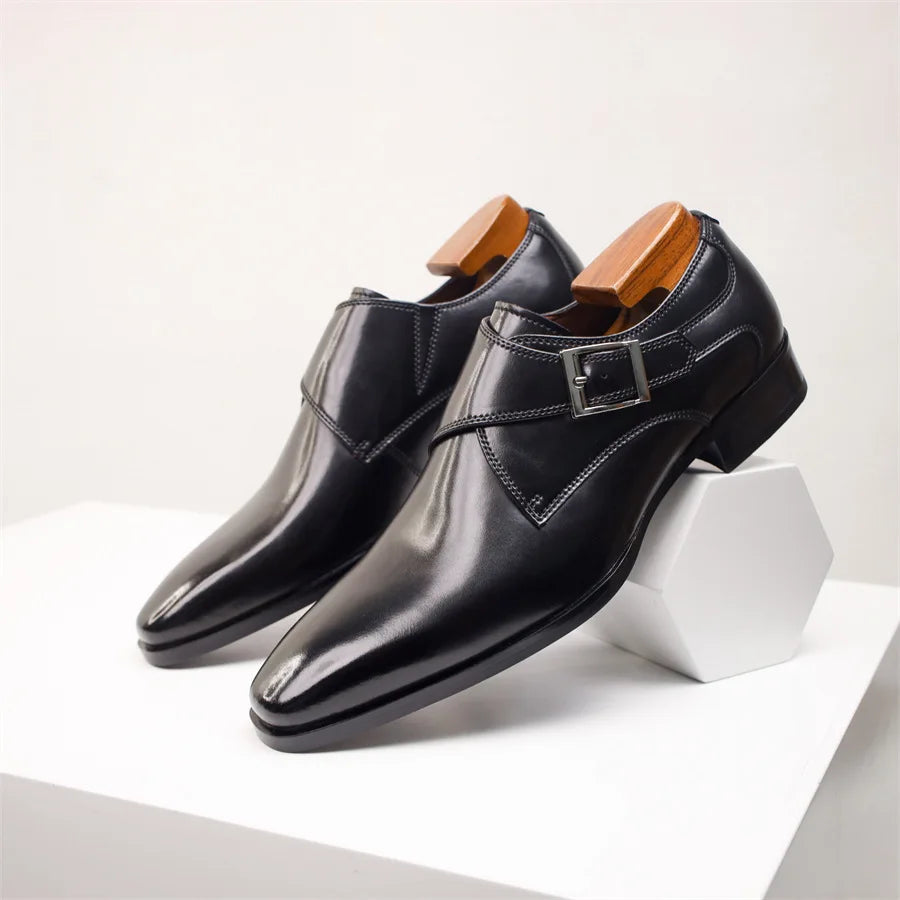 Men's Dress Shoes – Italian Monk Strap with Buckle Closure