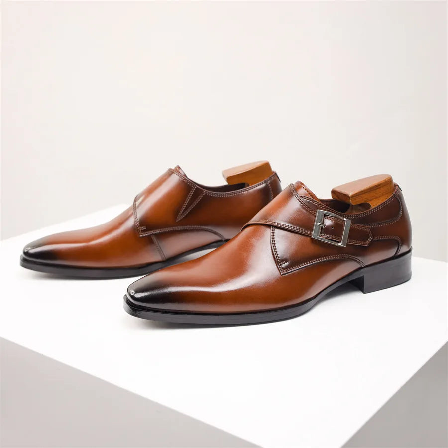 Men's Dress Shoes – Italian Monk Strap with Buckle Closure