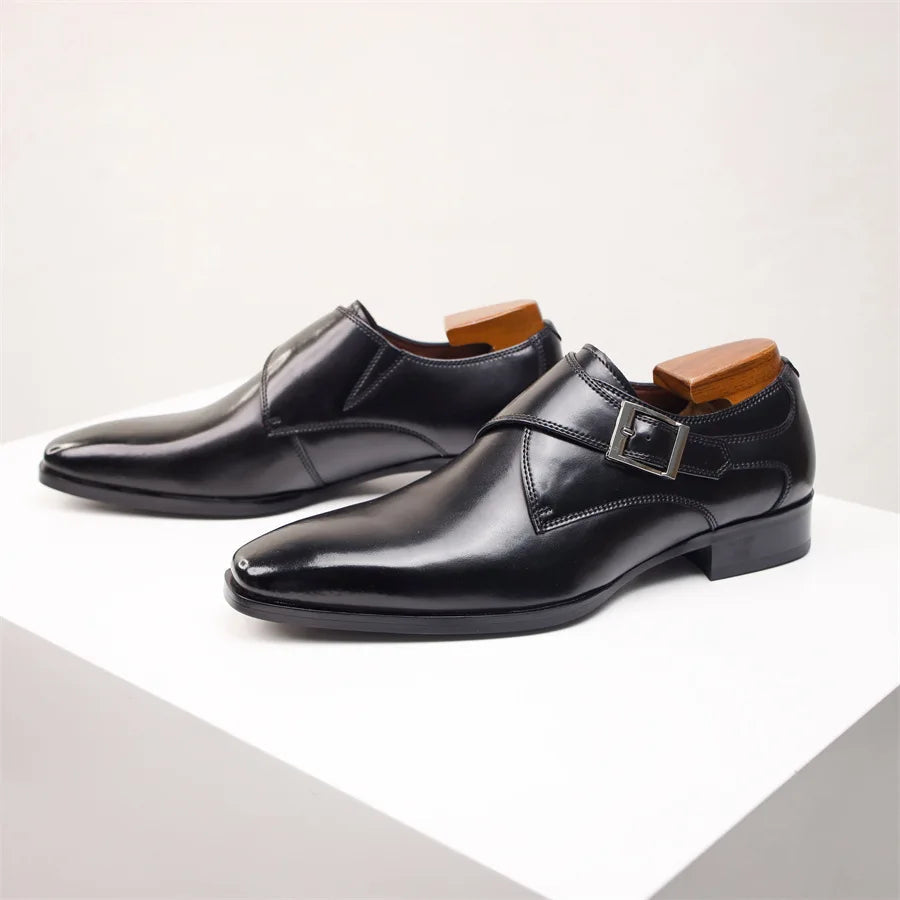 Men's Dress Shoes – Italian Monk Strap with Buckle Closure