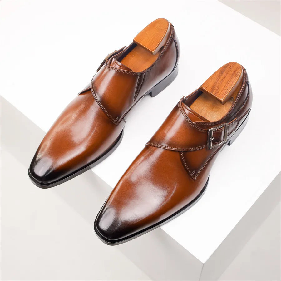 Men's Dress Shoes – Italian Monk Strap with Buckle Closure