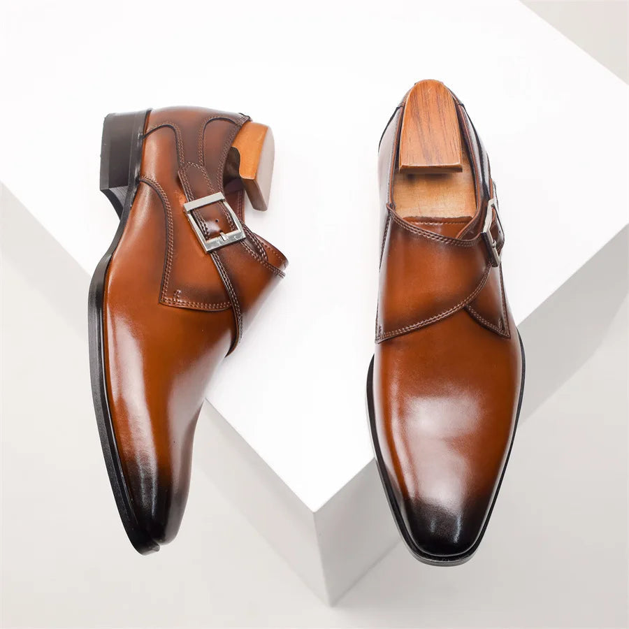 Men's Dress Shoes – Italian Monk Strap with Buckle Closure