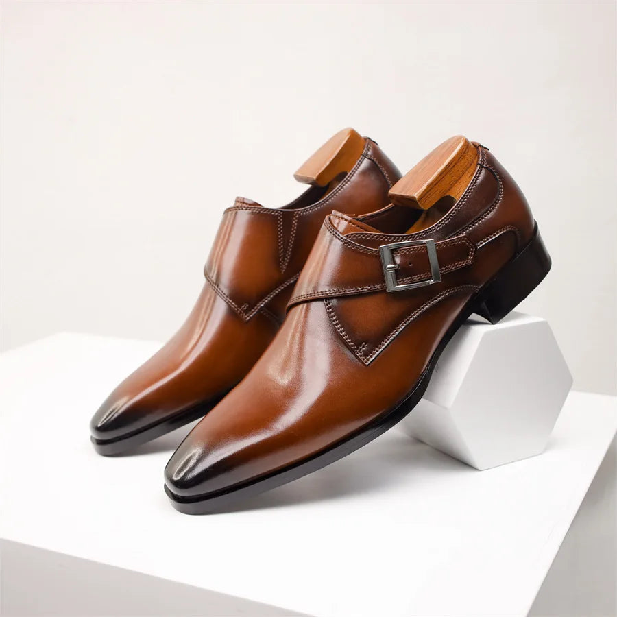 Men's Dress Shoes – Italian Monk Strap with Buckle Closure