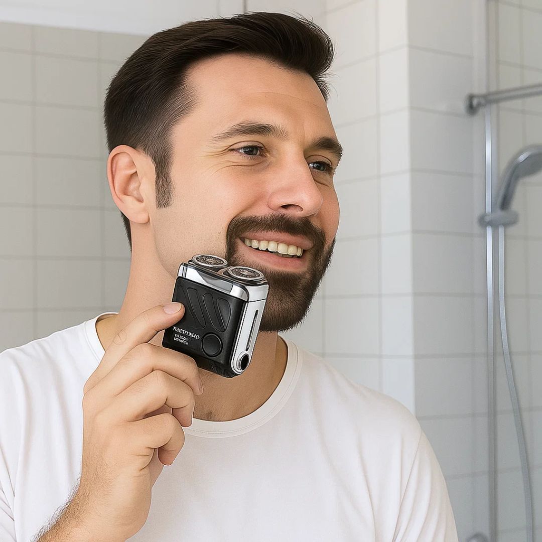 Men's Electric Shaver | Dual-Ring Rotary Blades | Waterproof Cordless Rechargeable Razor for Travel & Military Use