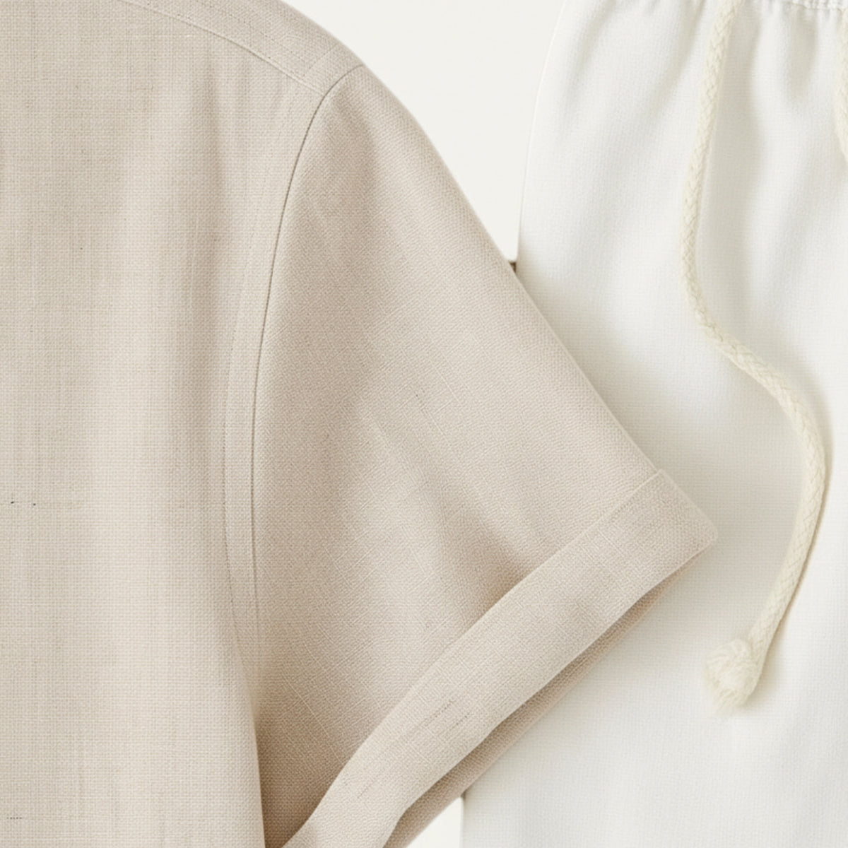Men’s Linen Shirt and Trousers Set – Relaxed Fit Camp Collar Design