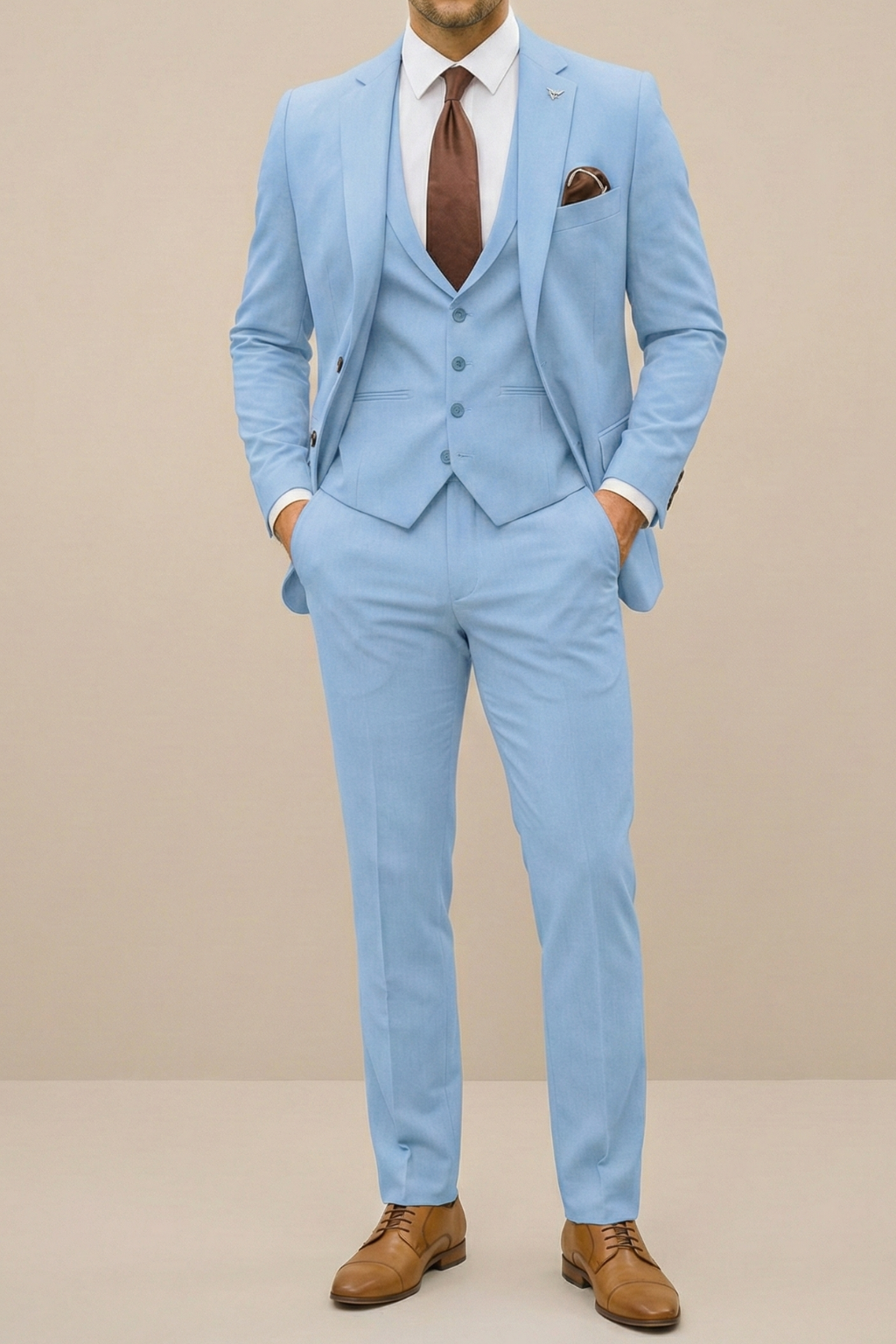 Men's Modern Three Piece Suit – Tailored Fit XS to XXL