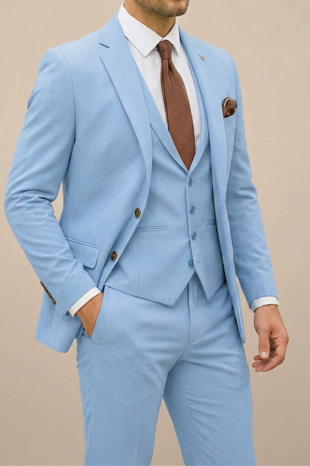Men's Modern Three Piece Suit – Tailored Fit XS to XXL
