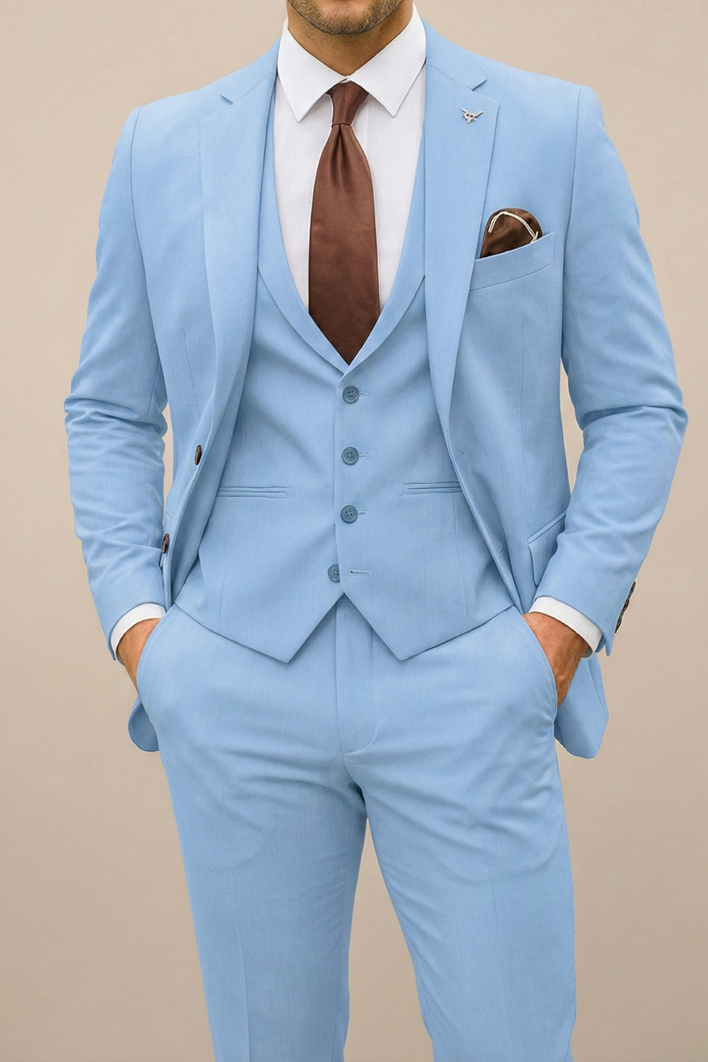 Men's Modern Three Piece Suit – Tailored Fit XS to XXL