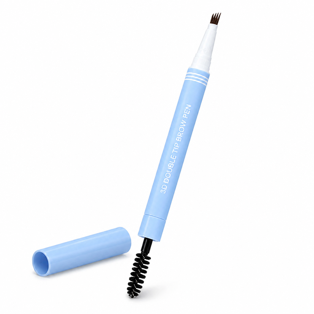 Microblading Brow Pen | Four-Prong Tip for Multi-Stroke Definition | Dual-Ended with Spoolie, Waterproof All-Day Wear
