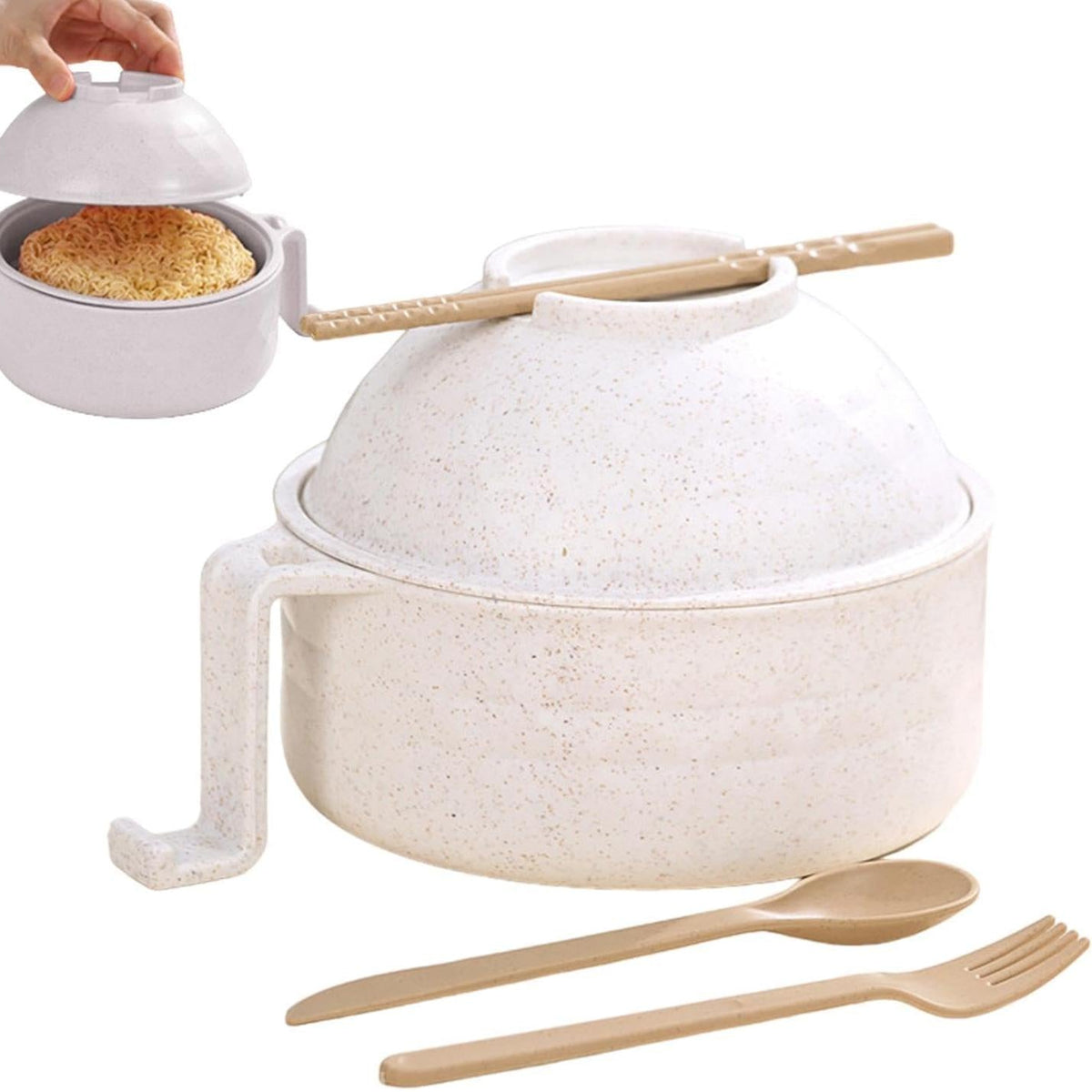 Microwave Ramen Bowl with Strainer Lid | Wheat Fibre, Purple, Black, Beige, Pink | Cook Noodles Without a Stovetop