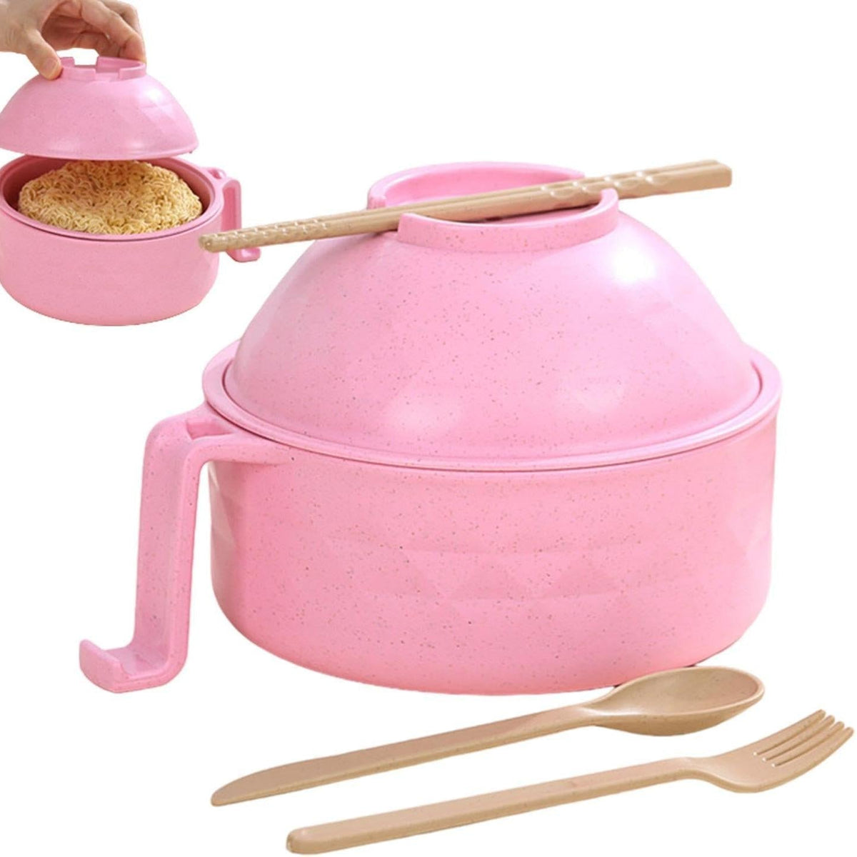 Microwave Ramen Bowl with Strainer Lid | Wheat Fibre, Purple, Black, Beige, Pink | Cook Noodles Without a Stovetop