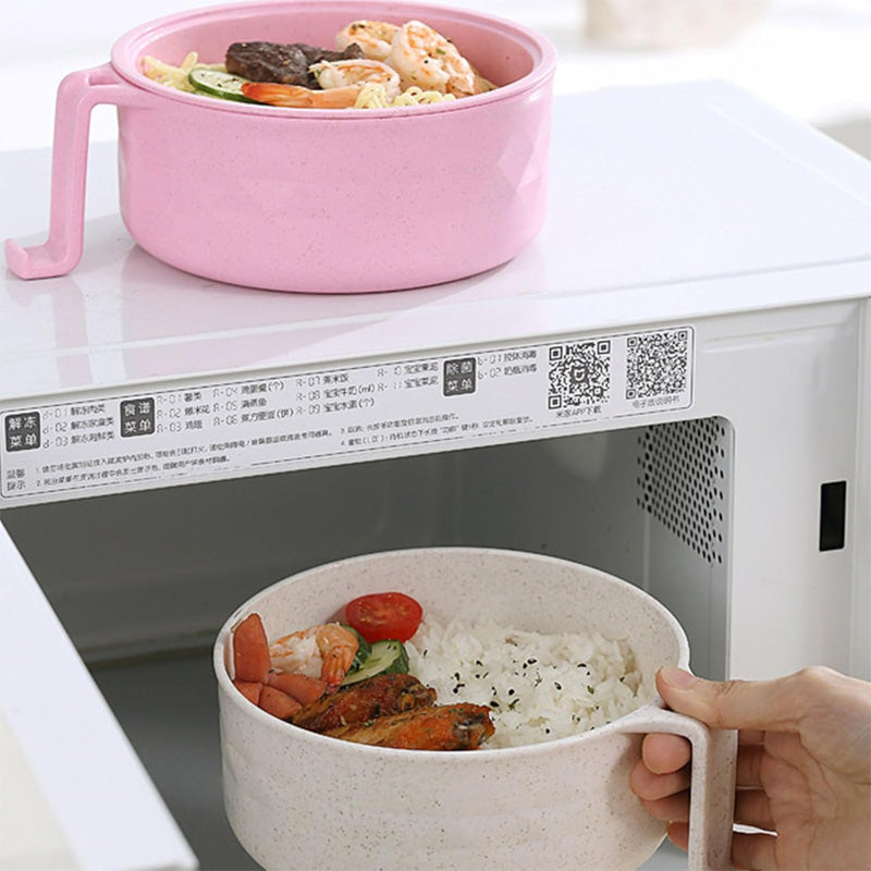 Microwave Ramen Bowl with Strainer Lid | Wheat Fibre, Purple, Black, Beige, Pink | Cook Noodles Without a Stovetop
