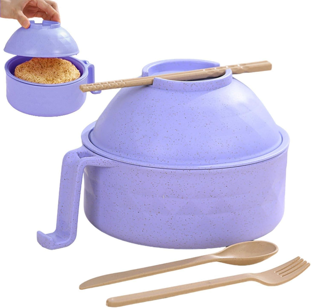 Microwave Ramen Bowl with Strainer Lid | Wheat Fibre, Purple, Black, Beige, Pink | Cook Noodles Without a Stovetop