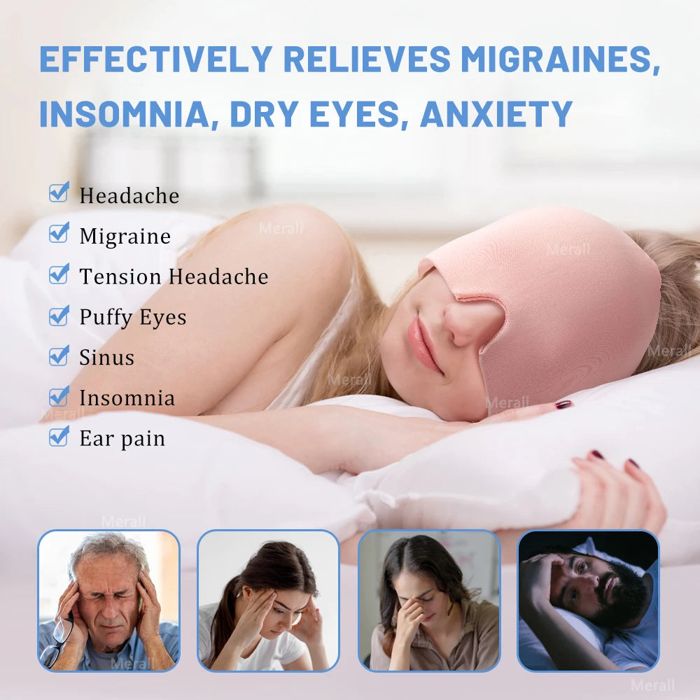 Migraine Relief Cap | Gel Ice Head Wrap for Headache & Tension Relief