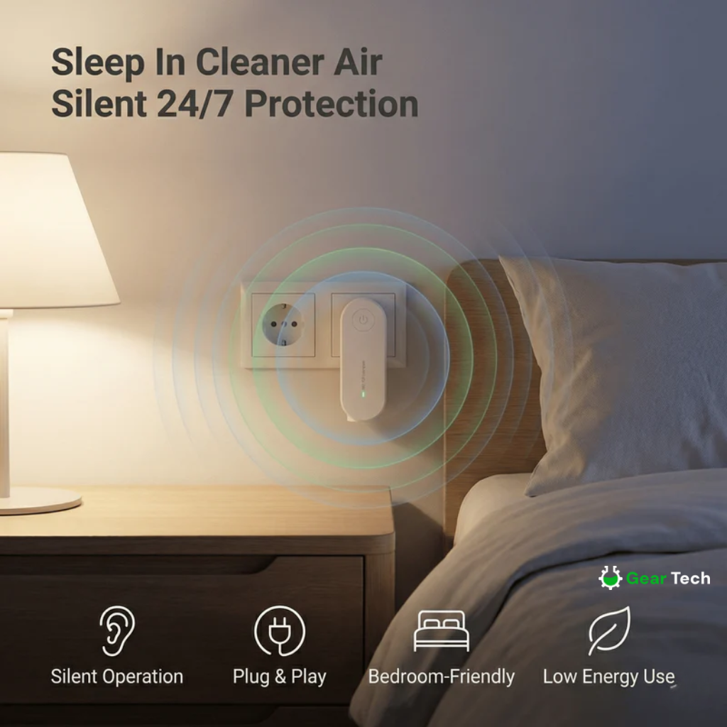 Mini Air Cleaner Purifier for Dust Mites | Plug-In Ionizer for Home Freshness