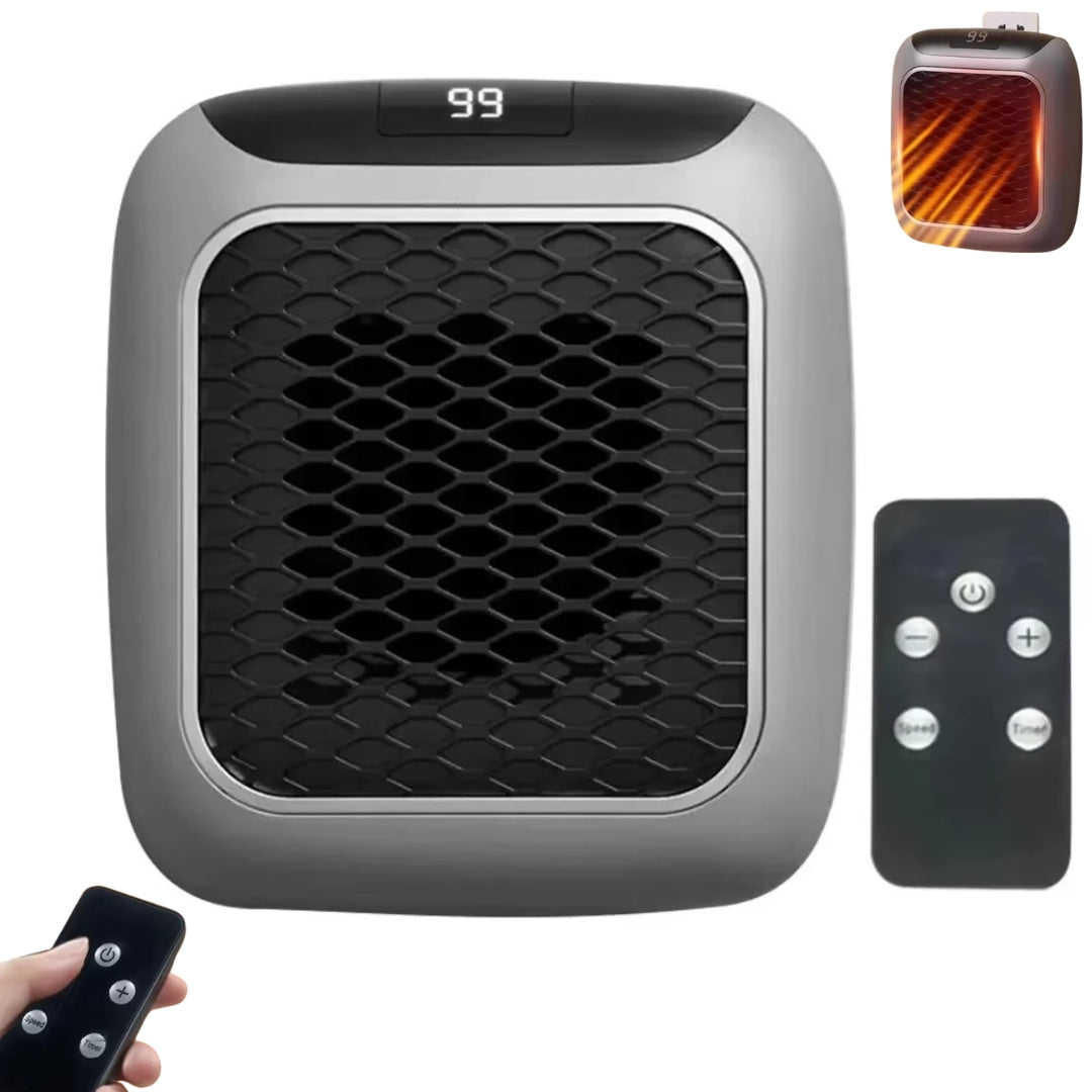 Mini Ceramic Heater 800W | Adjustable Thermostat, LED Touch Display & 12-Hour Timer | Tilt & Overheat Protection