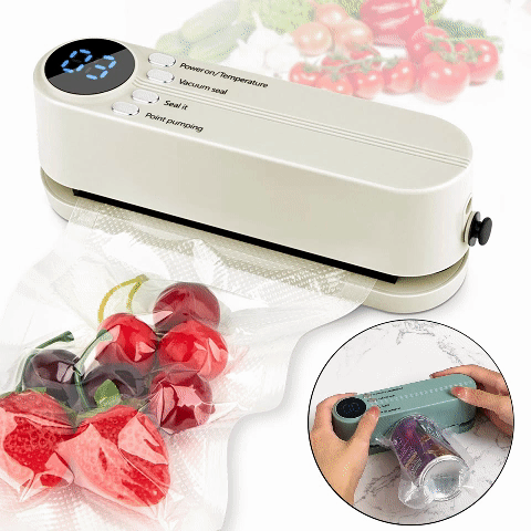 Mini Vacuum Sealer 3-in-1 | 60kPa Suction & 3 Heat Settings | Cordless USB-C Rechargeable, Vacuum Seal & Inflate