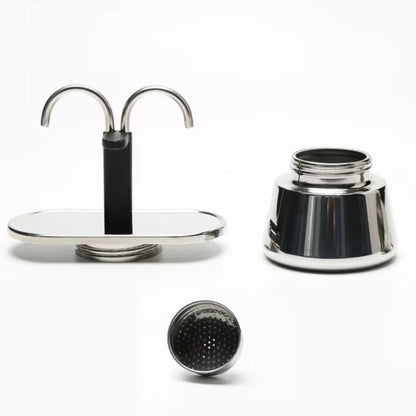 Mini Moka Pot Espresso Maker – Dual Spout 2-Cup Stainless Steel Design