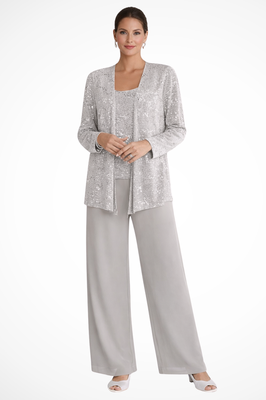 Miriam | Women's Suit – Sequin Lace Jacket with Wide Leg Trousers 0