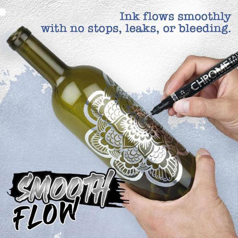 Mirror Chrome Marker Pen | 0.7mm, 1.0mm or 3.0mm Tip | Scratch-Resistant High-Gloss Reflective Ink for Glass, Plastic, Wood
