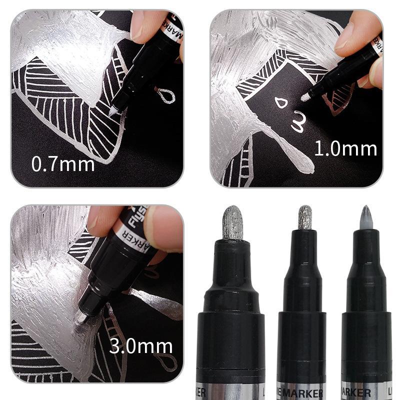 Mirror Chrome Marker Pen | 0.7mm, 1.0mm or 3.0mm Tip | Scratch-Resistant High-Gloss Reflective Ink for Glass, Plastic, Wood