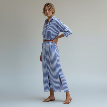 ChicStyle | Women's Dress - Loose-Fit Shirt with Asymmetrical Hem