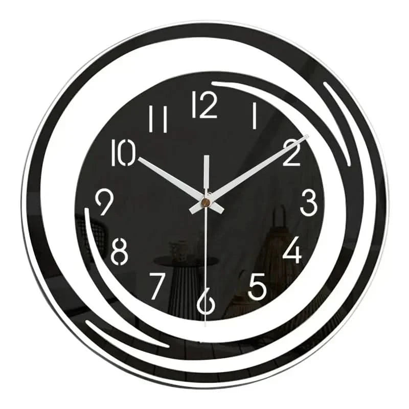Modern Scandinavian | Wall Clock - Black Acrylic Design, Silent Mechanism
