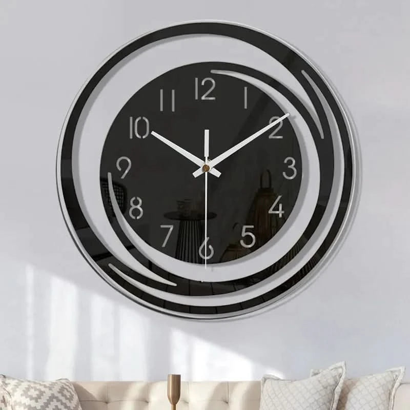 Modern Scandinavian | Wall Clock - Black Acrylic Design, Silent Mechanism