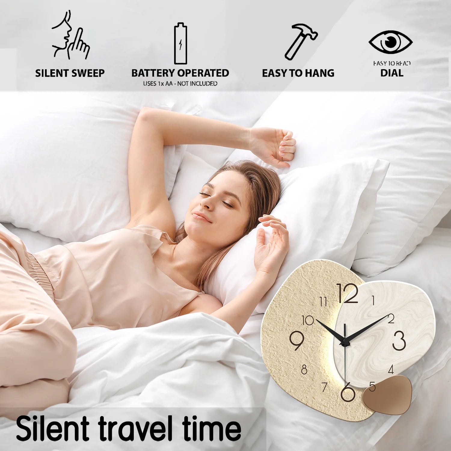Modern Simple Wall Clock | Silent Quartz TempoStone Design