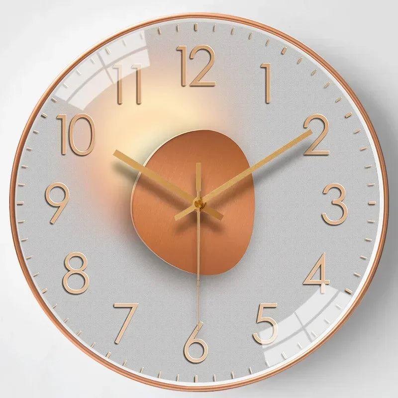 Modern Wall Clock | Raised Numerals, Glowing Centre Disc
