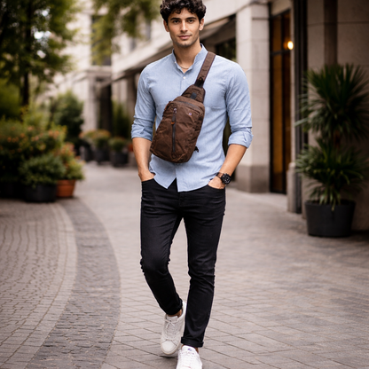 TrailCarry | Waxed Canvas Sling Backpack – Waterproof, Multi-Pocket