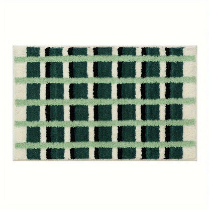 MossGreen | Non-Slip Bath Mat – Soft Flocked Fabric, Geometric Design 5