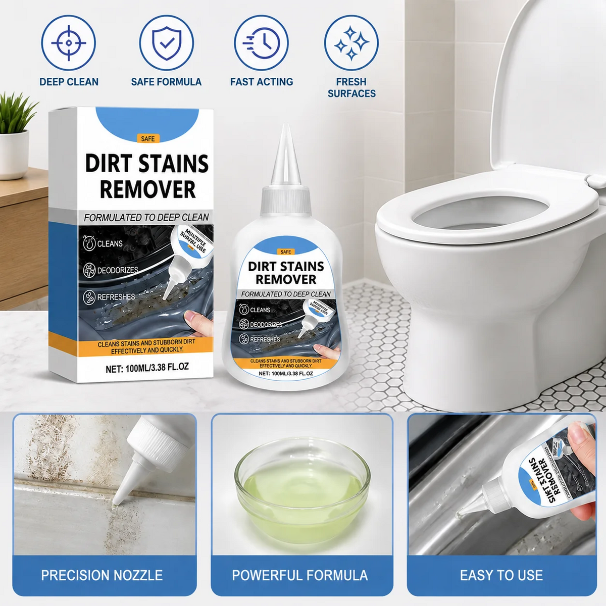 Mould Remover Gel | Deep-Penetrating Formula with Free Scrub Brush | Fast Mould & Mildew Stain Removal for Tiles and Grout