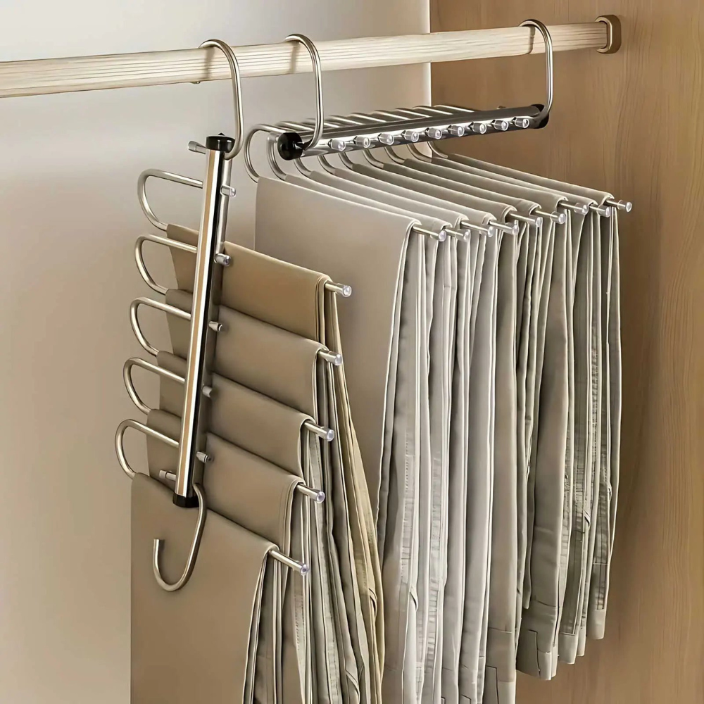 Multi Layer Pants Hanger | Pull Out Bars, Swivel Top Hook