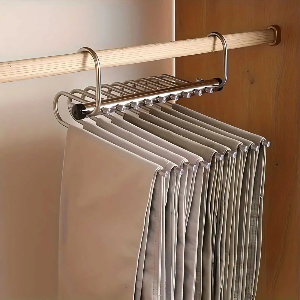 Multi Layer Pants Hanger | Pull Out Bars, Swivel Top Hook