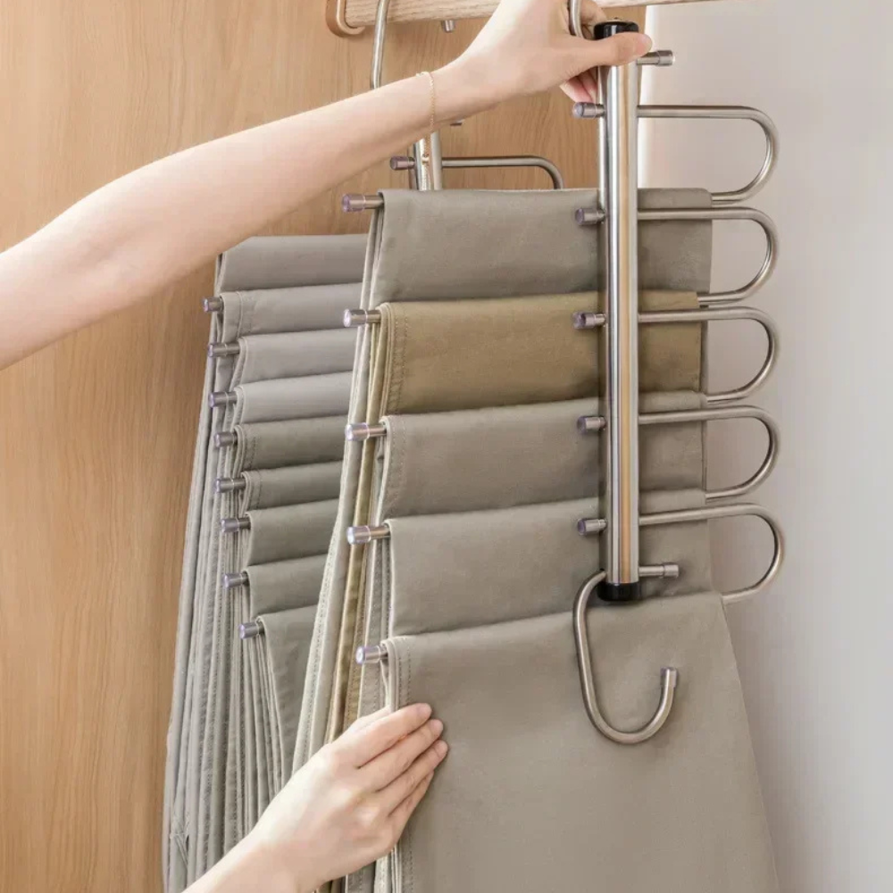 Multi Layer Pants Hanger | Pull Out Bars, Swivel Top Hook
