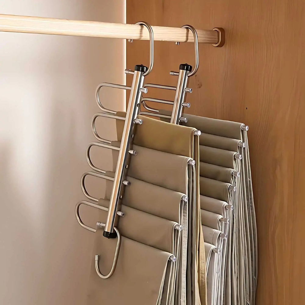 Multi Layer Pants Hanger | Pull Out Bars, Swivel Top Hook