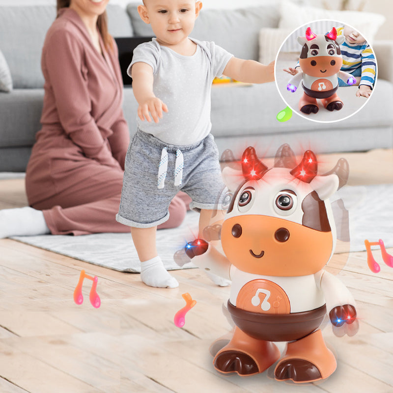 Musical Cow Toy ABS Plastic | Dancing Lights, Sounds and Swinging Arms | Develops Listening and Rhythm Skills in Babies
