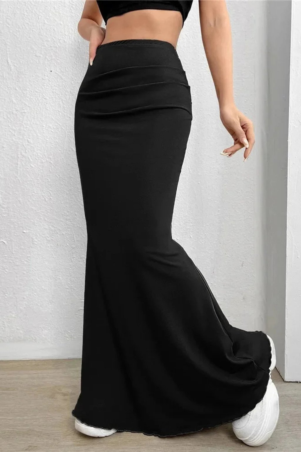 Nadine | Women's Maxi Skirt – High Waist Ruched Mermaid Design 4