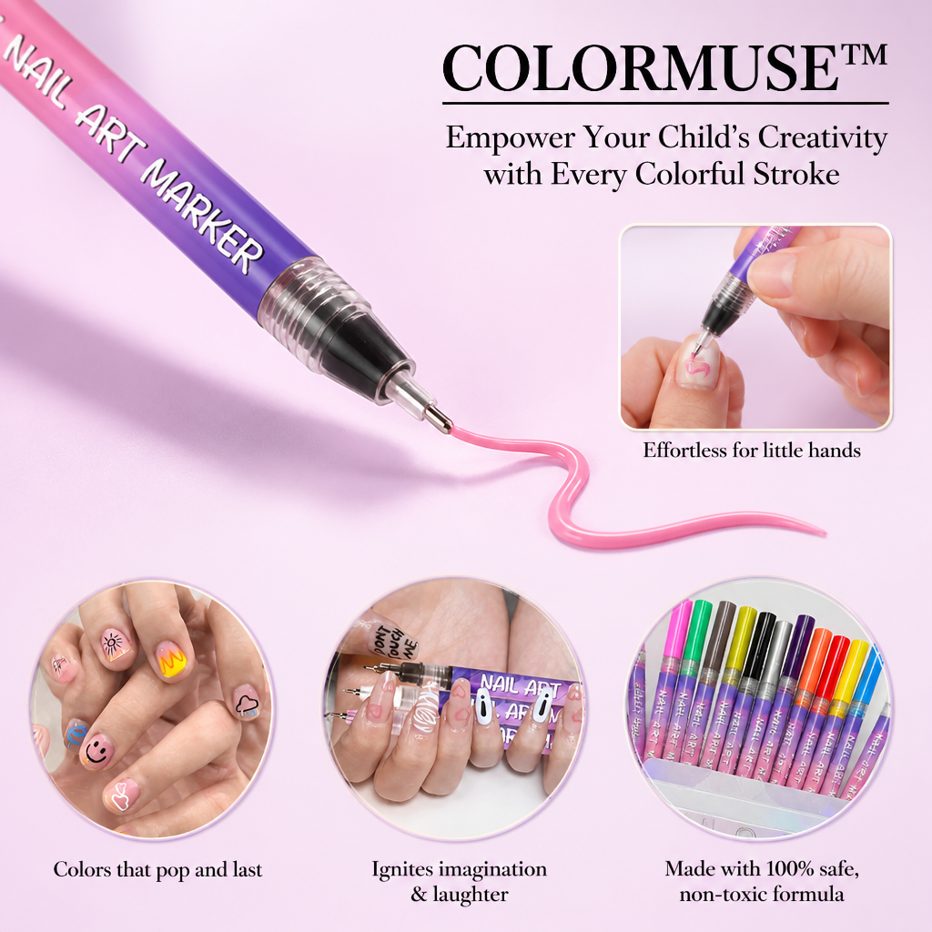Nail Art Pen for Children | Non-Toxic, Skin-Friendly Formula | Easy-Grip Design Encourages Creative Play and Fine Motor Skills