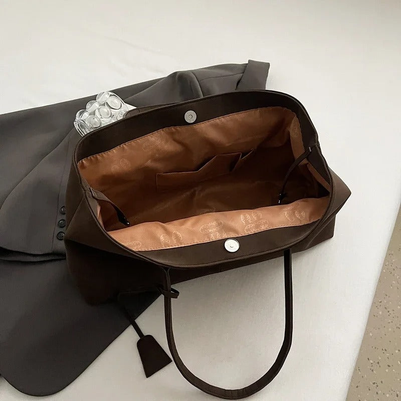 Nakoo Luxe | Women's Tote Bag - Black Faux Leather with Spacious Interior