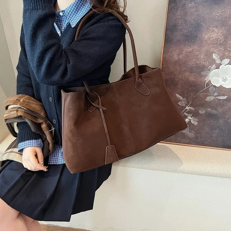 Nakoo Luxe | Women's Tote Bag - Black Faux Leather with Spacious Interior