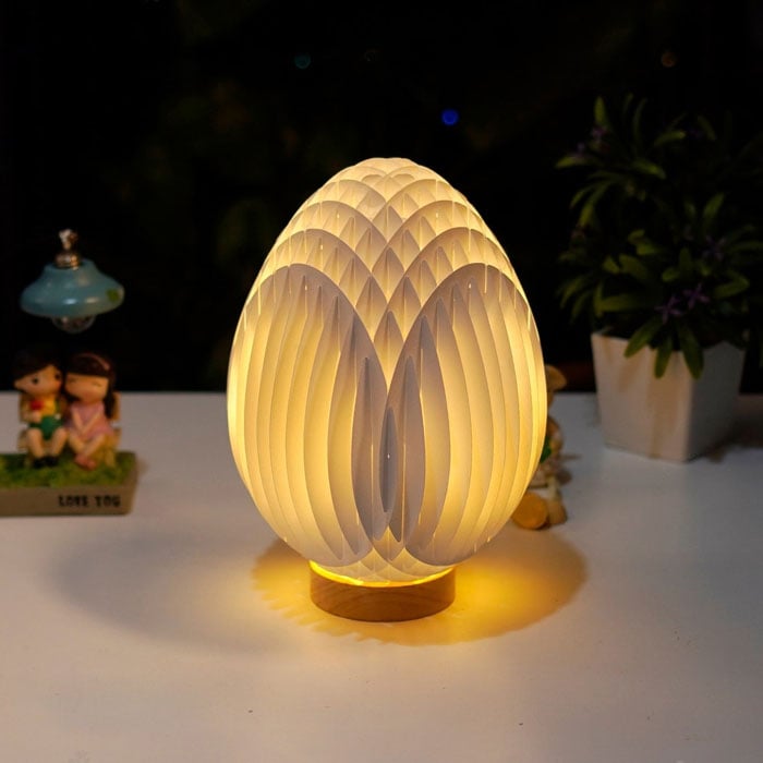 Nativity Scene 3D Paper Desk Lamp | Handmade Pearl Paper Craft | USB Powered Warm Night Light for Home, Table and Shelf Decor