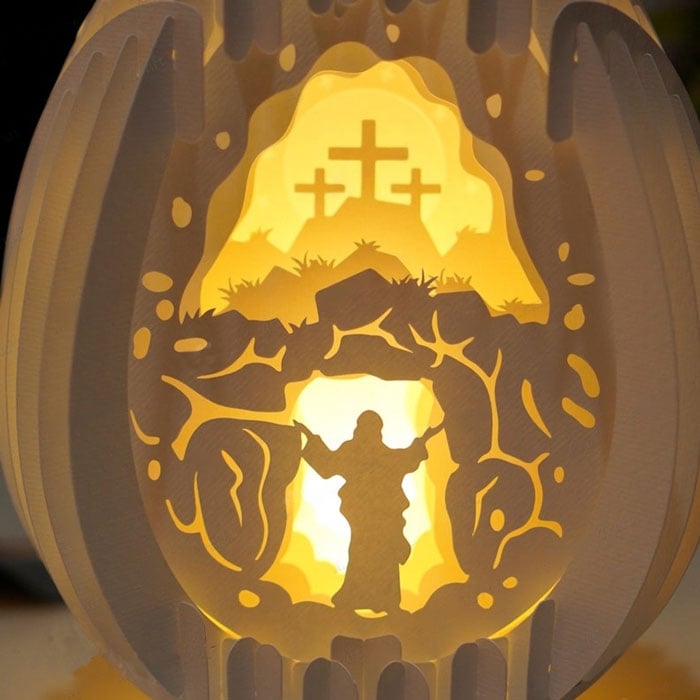 Nativity Scene 3D Paper Desk Lamp | Handmade Pearl Paper Craft | USB Powered Warm Night Light for Home, Table and Shelf Decor
