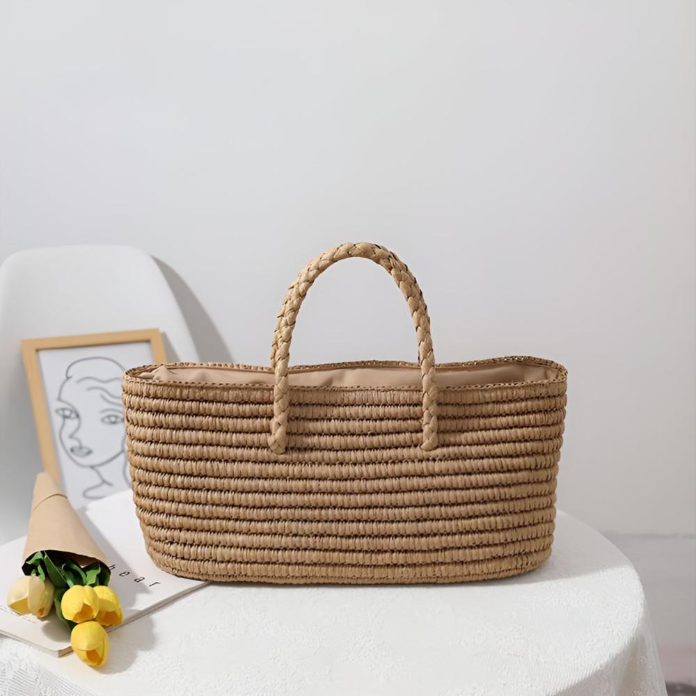 NaturalWoven | Straw Tote Bag – Durable Design With Soft Interior Pouch 0