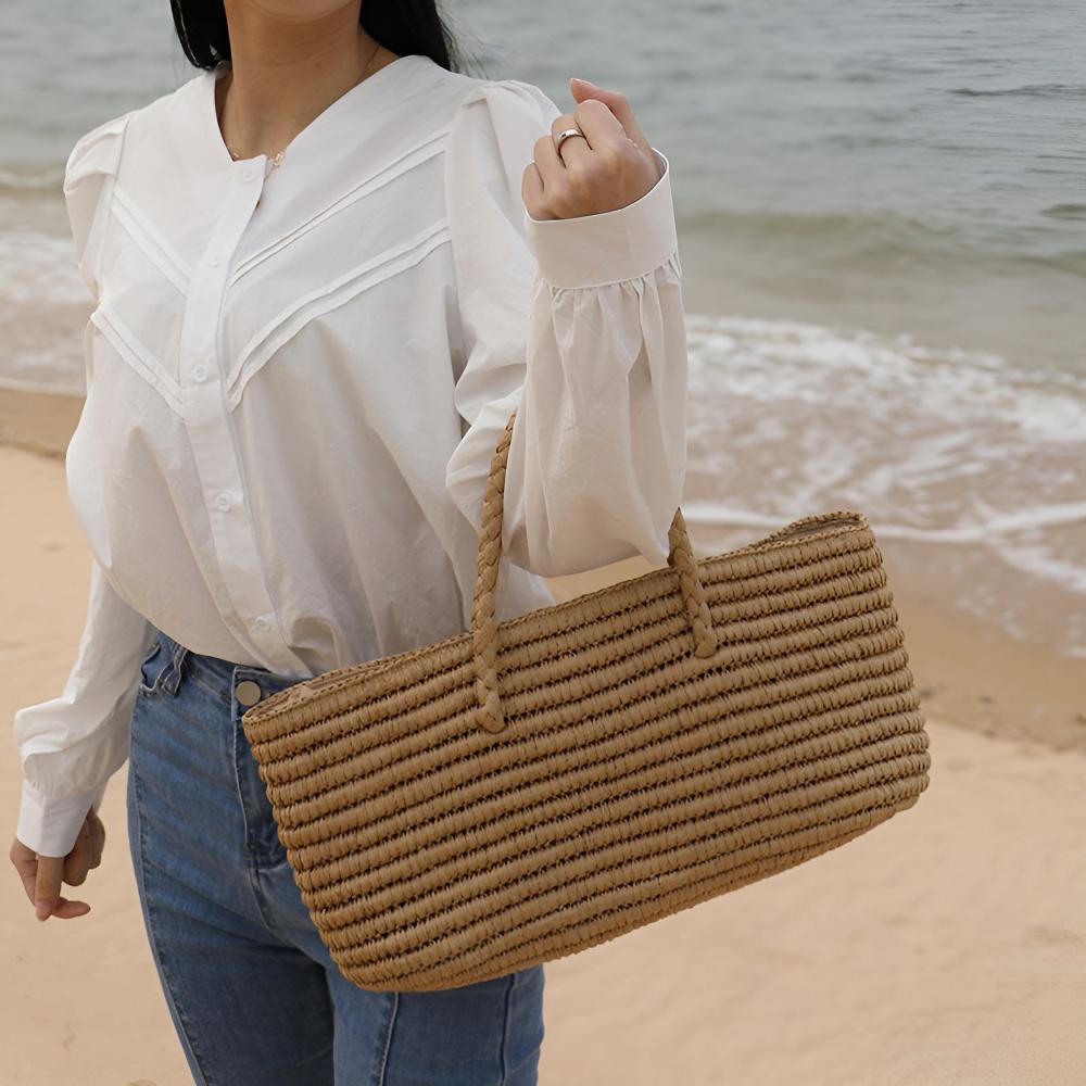 NaturalWoven | Straw Tote Bag – Durable Design With Soft Interior Pouch 1