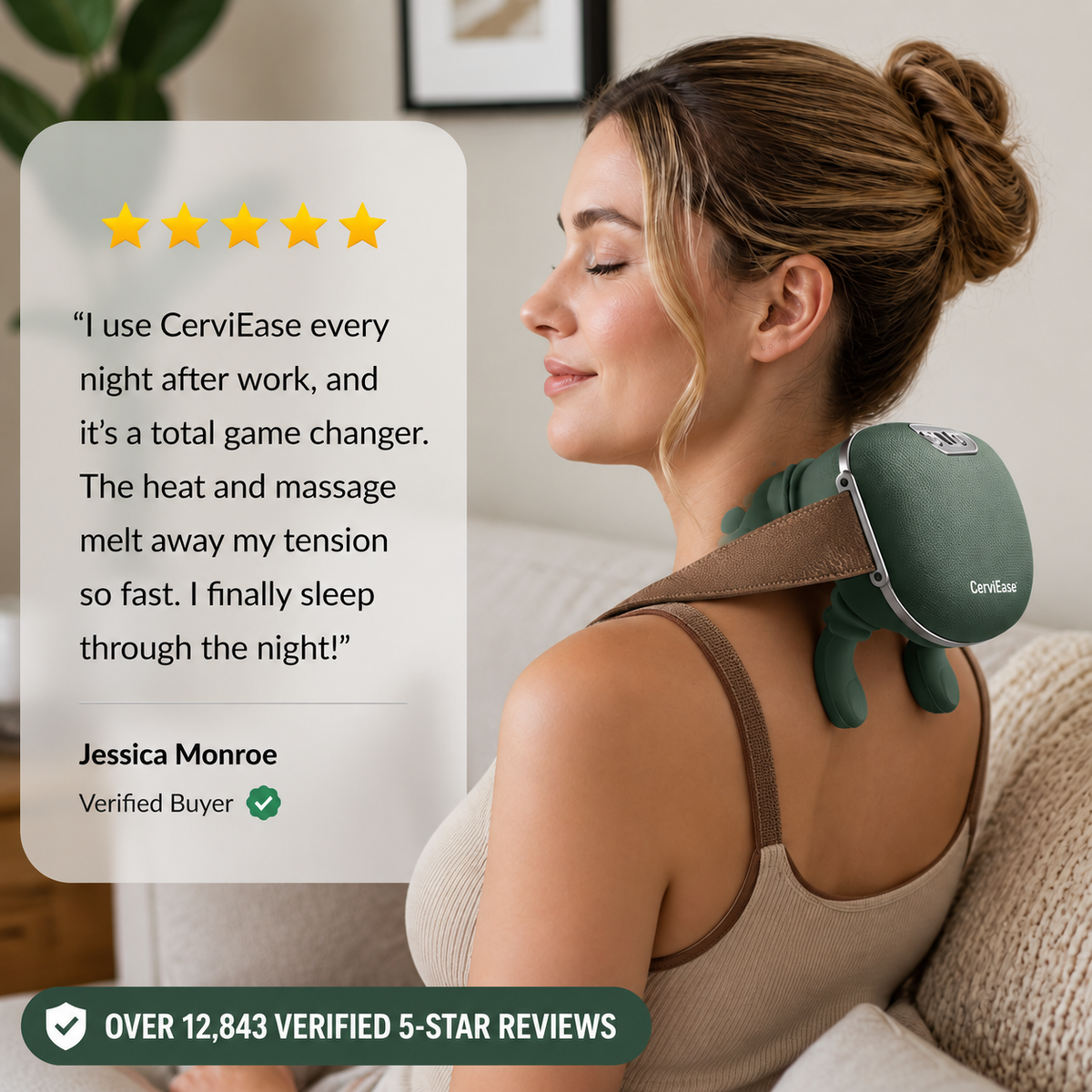 Neck and Shoulder Massager | Heated Shiatsu-Style Kneading Massage | USB-C Rechargeable, Portable, Quiet Operation