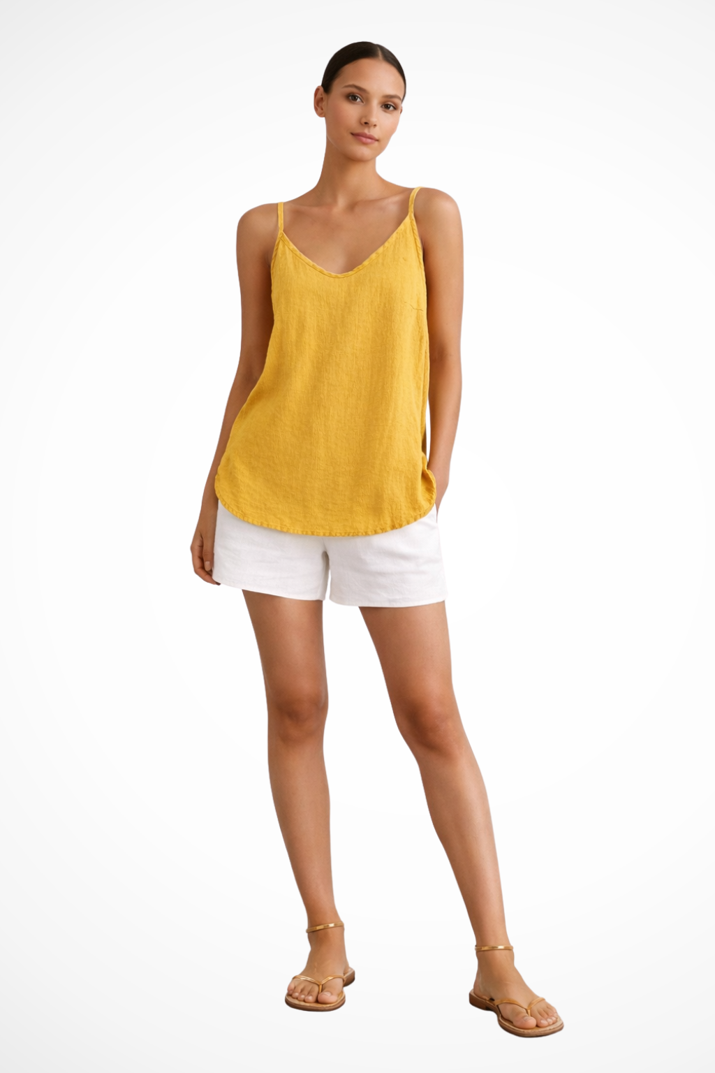 Nerina | Women's Tank Top - Lightweight Linen Spaghetti Strap Design 2