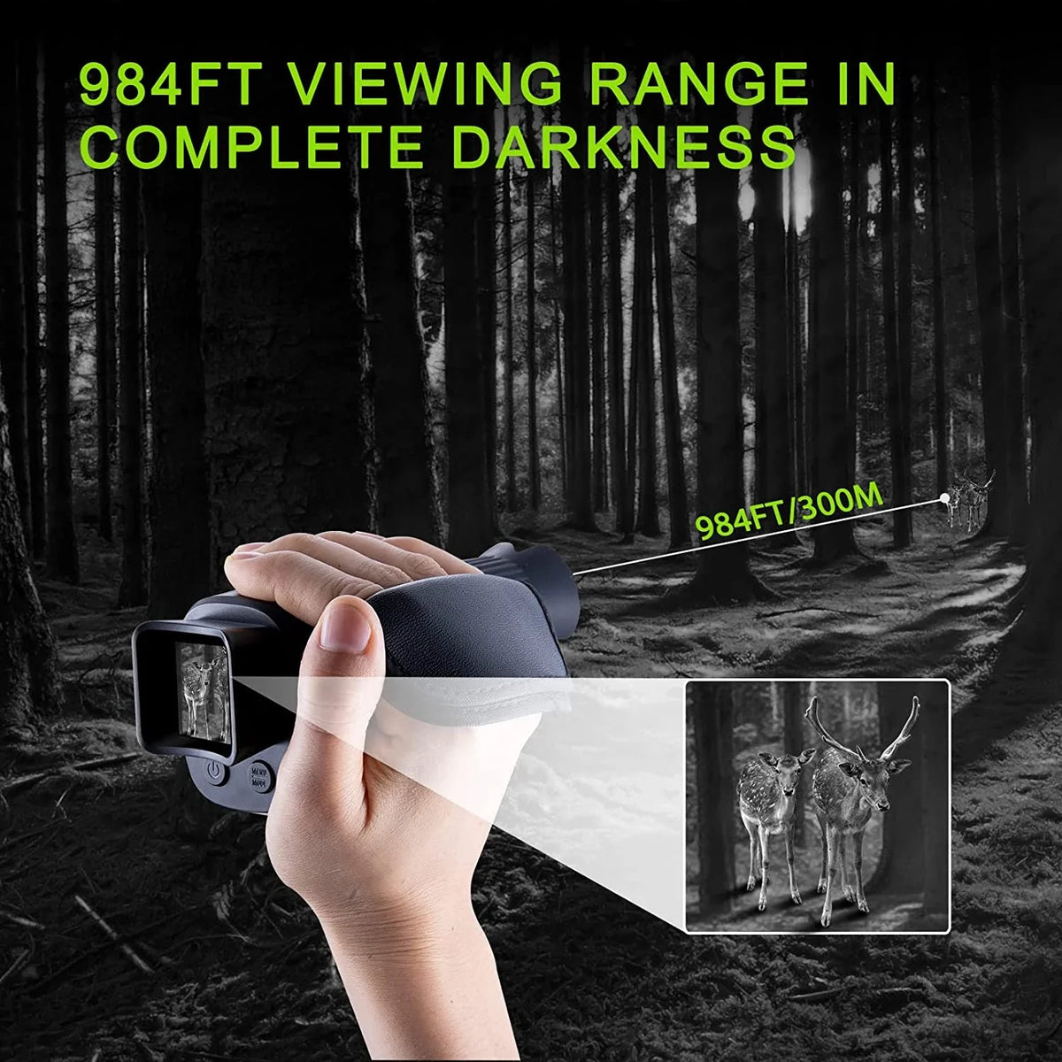 Night Vision Camera 1080P Full HD | 5x Digital Zoom, Infrared Light & TF Card Storage | Up to 1000m Observation Range