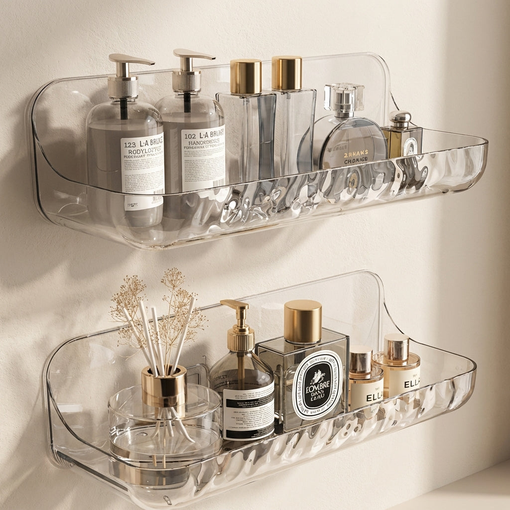 No-Drill Shower Shelf | Raised Rim With A Rippled Base