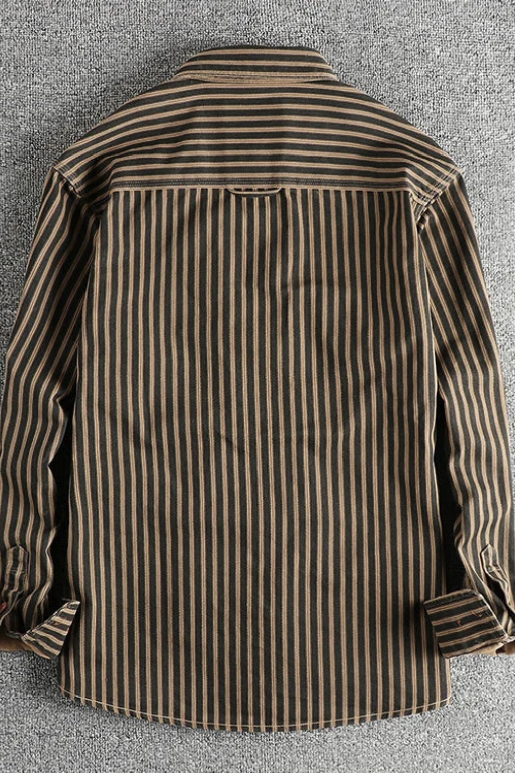 Noah | Men's Shirt - Loose Fit Striped Long Sleeve with Chest Pockets 2